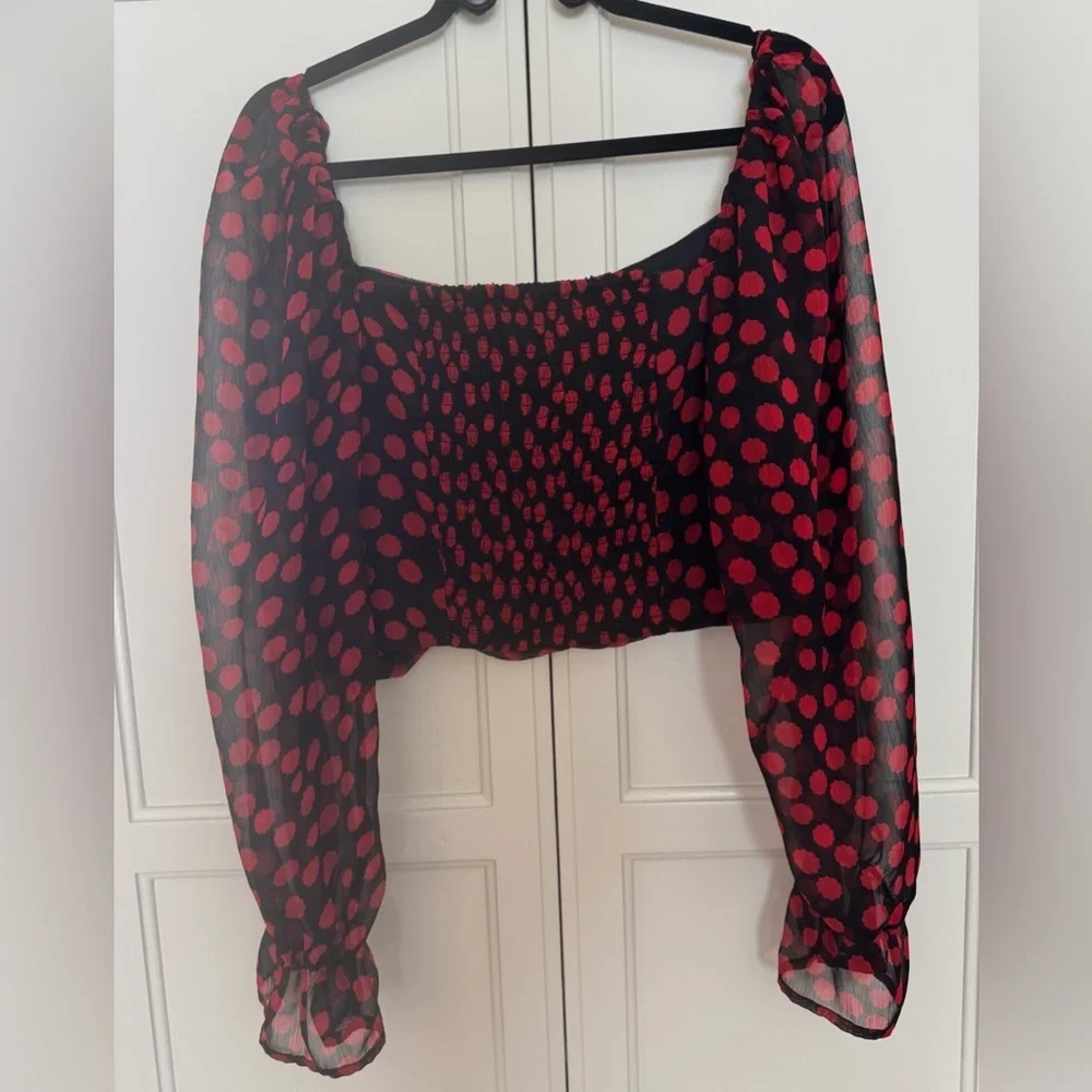 Free People Parker Top in Red & Black